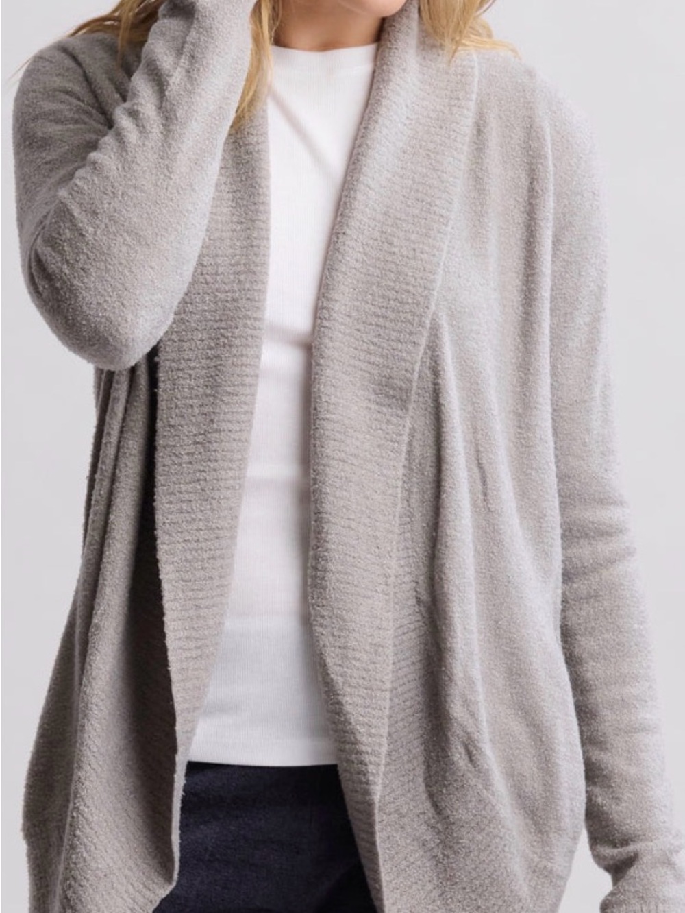 Barefoot Dreams Soft Light Gray Open-Front Cardigan